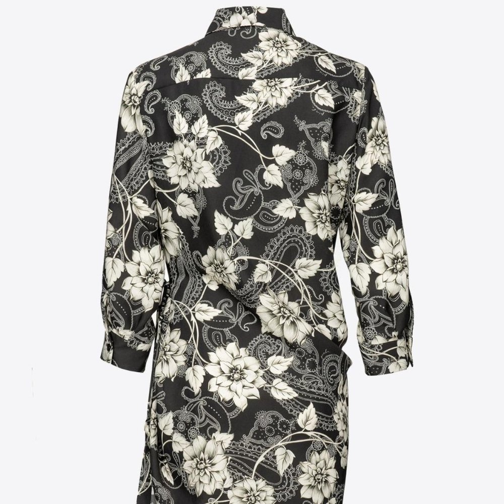 Pinko Floral Paisley Mini Shirt Dress size: 4 - Picture 2 of 9